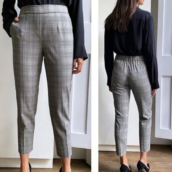 BABATON Aritzia Conan Plaid Dress Cropped Pant Sz 2 Lg Glencheck Black / White - Picture 1 of 10